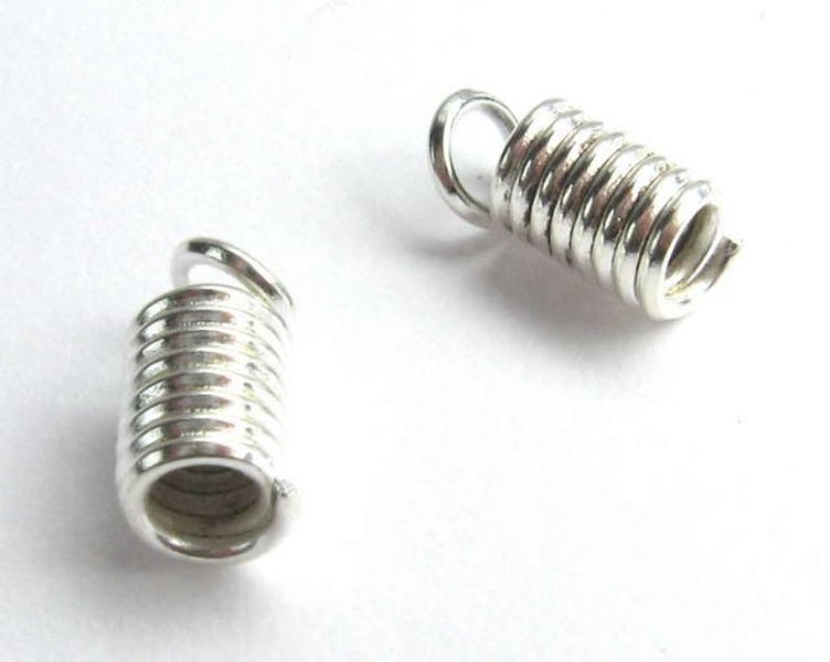 Findings - Connectors &Bails - 4x6mm Lthr Coil End 50pc Silv - Set of 2 Carousel 1