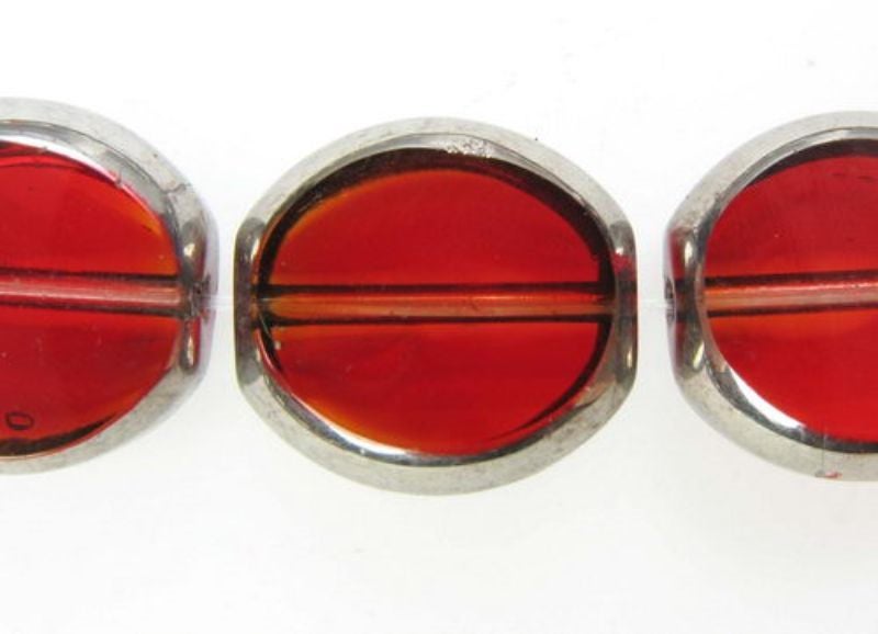 Beads - Glass Foil Beads - 9x10x4 6pcs Oval Foil Edge - Set of 3 Carousel 1