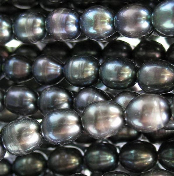 Beads - Pearls - Pearl 5.6x4.8mm 40cm BLACK - Set of 4 Carousel 1