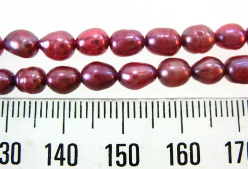 Beads - Pearls (Freshwater) - BURGUNDY - Set of 2 Carousel 1