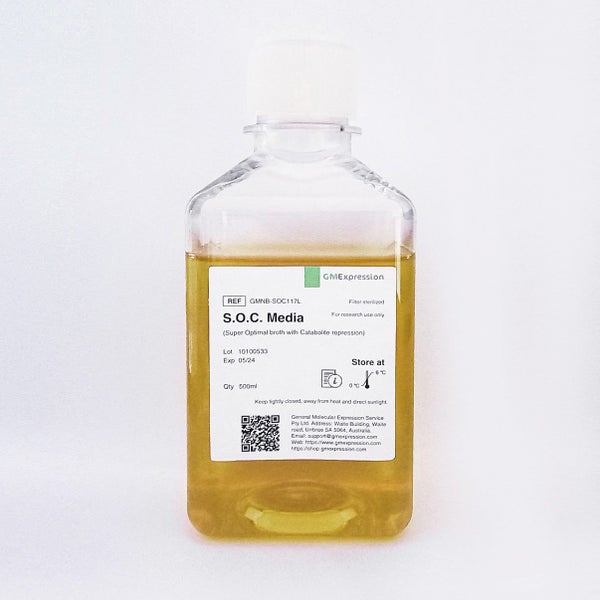 SOC media, Liquid 500ml, Super Optimal broth with Catabolite repression Carousel 1
