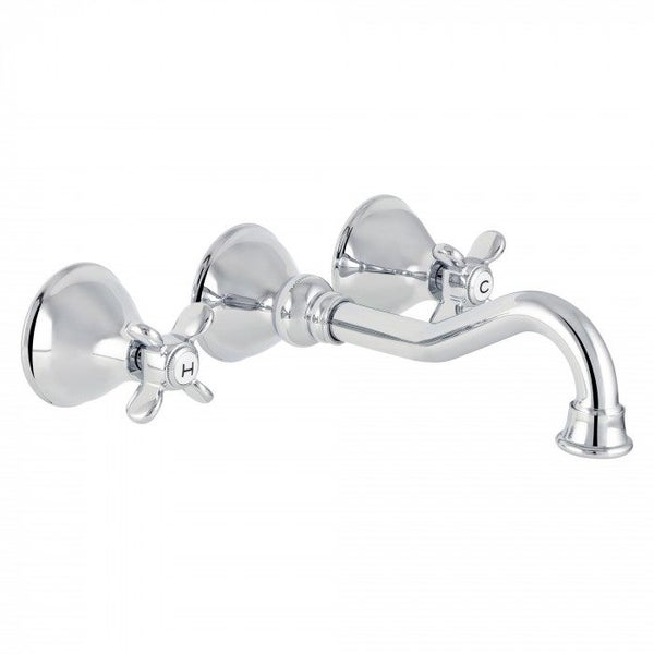 DELETED LINE - PRINCESS NOUVEAU 3 HOLE WALL MOUNTED BASIN MIXER CHROME Carousel 1