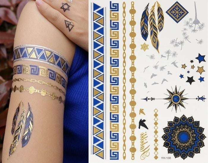 Temporary Tattoo - Metallic Tattoo Sticker sheet (YH-108) Carousel 1