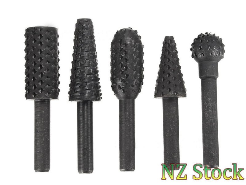 1/4" 6mm Rotary Rasp Set Shank Rotary Drill Bits Rotary Rasp File Set 5PCS Carousel 1