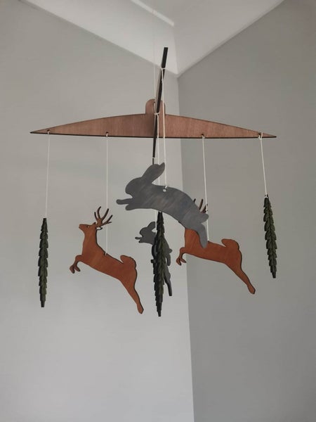 Hand Painted Wooden "Woodlands" Theme Baby Mobile Carousel 5