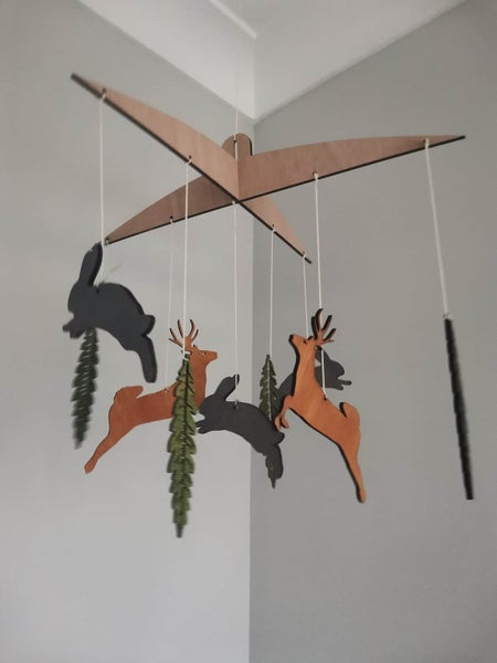 Hand Painted Wooden "Woodlands" Theme Baby Mobile Carousel 1