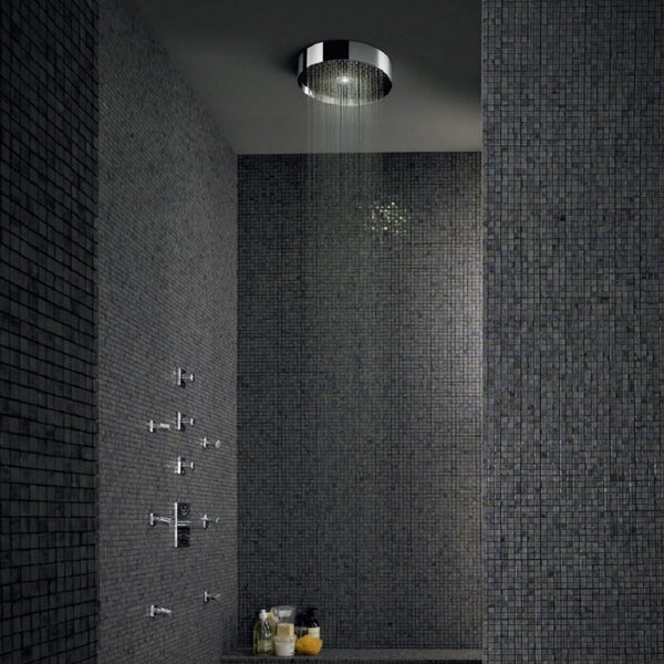 DELETED LINE - ZUCCHETTI CEILING MOUNTED ROUND SHOWER HEAD 320MM W/LIGHT Carousel 2