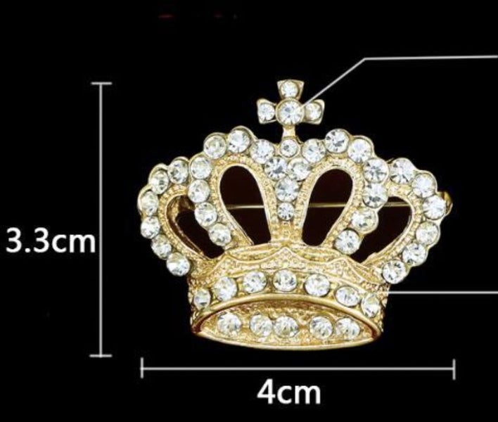 $1 reserve Gorgeous golden crown design brooch with artificial crystal Carousel 2