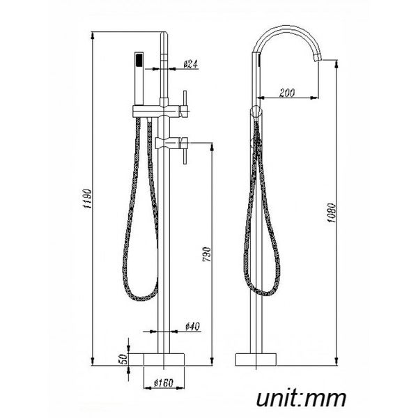 Round Chrome Floor Standing Bath Mixer Carousel 2