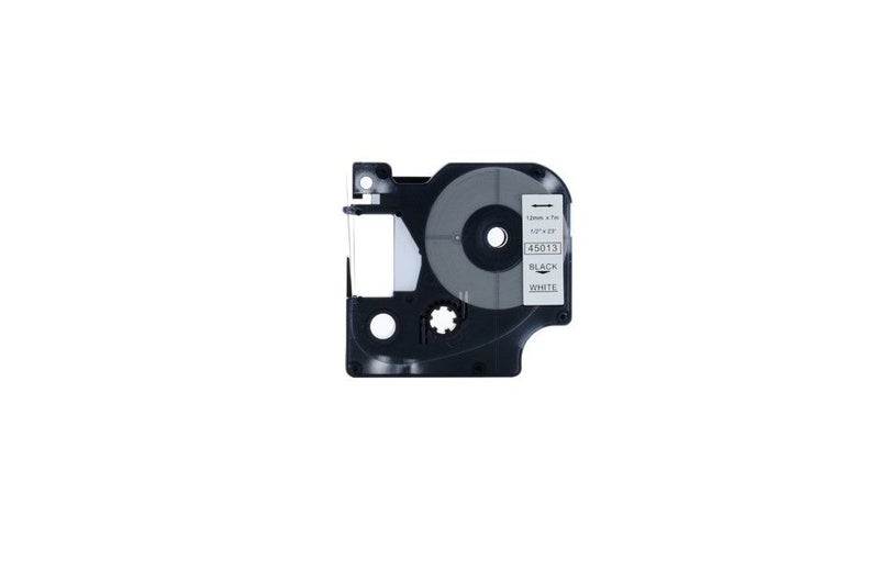 PTN 45013 Dymo Compatible Label 12mmx7m DYMO D1 Label Maker Tape Black on White Carousel 1