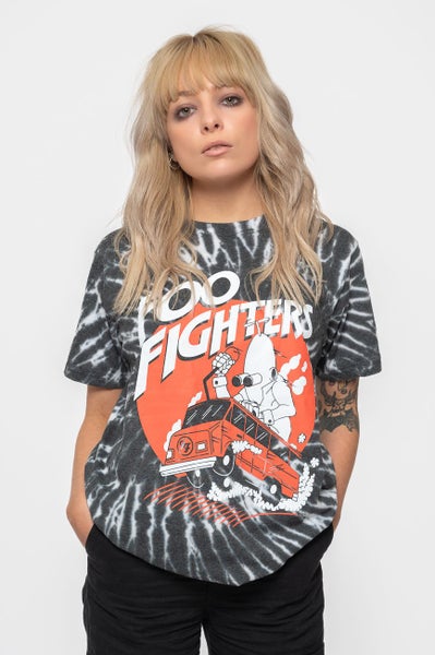 Foo Fighters T Shirt Speeding Bus Band Logo new Official Unisex Black Dye Wash Carousel 5