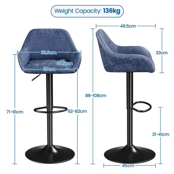 2pcs Vintage Bar Stools Set Carousel 2