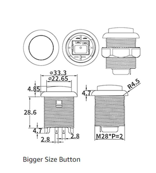 arcade button player 1 player 2 player 3 player 4 28mm Carousel 7