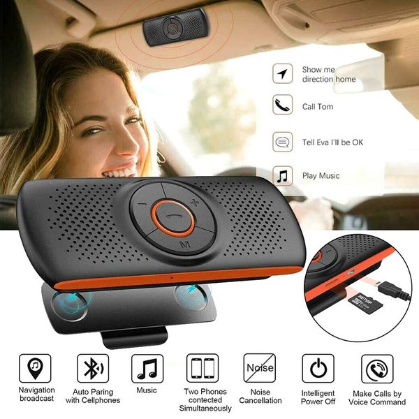 Usb Rechargeable Wireless Handsfree Sun Visor Car Speakerphone Carousel 1
