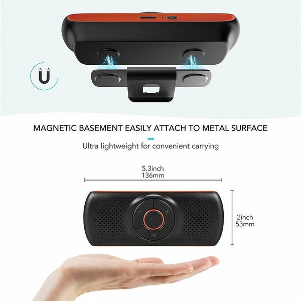 Usb Rechargeable Wireless Handsfree Sun Visor Car Speakerphone Carousel 2