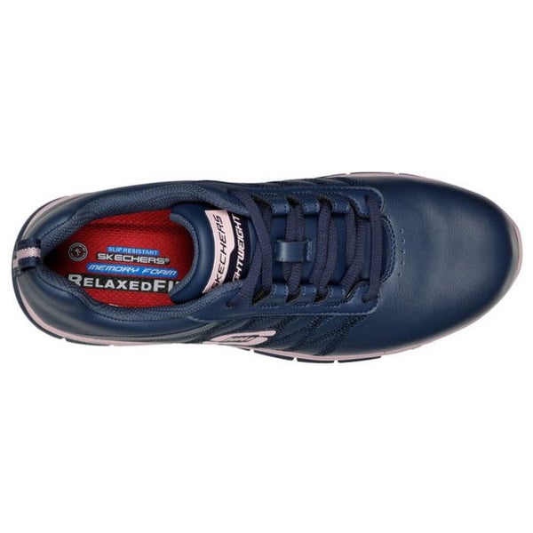 Skechers Sure Track Erath Women's Lace Up Navy Pink Gold Work Shoe Carousel 2