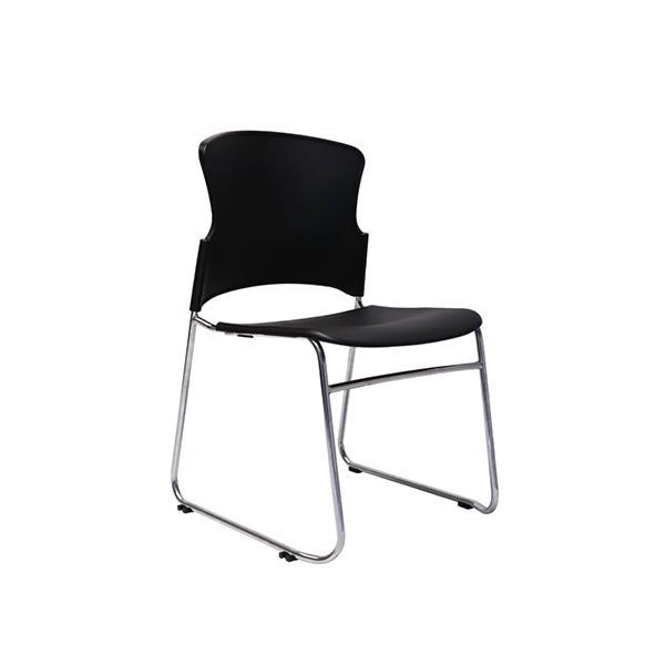 Uranus Heavy Duty Pvc Sled Base Visitor Lunchroom Chair Black Carousel 4