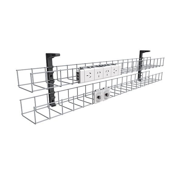 Dual Tier Cable Basket 950Mm W Quad Auto Switched Power Module Carousel 2