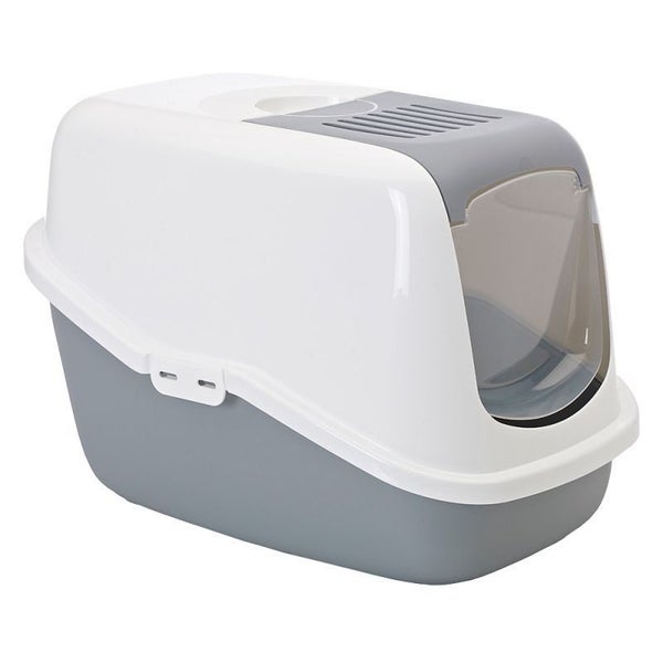 SAVIC NESTOR HOODED CAT LITTER BOX GREY/WHITE Carousel 2