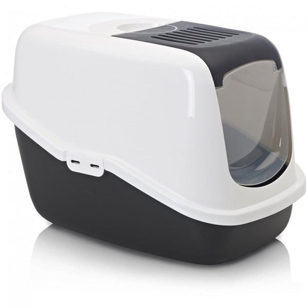 SAVIC NESTOR HOODED CAT LITTER BOX BLACK / WHITE Carousel 1