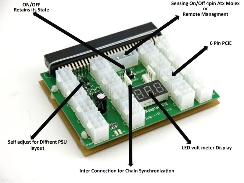 Model X12 16 Port Chain Sync Breakout Board For Dell Server PSU Mining Purposes Carousel 2