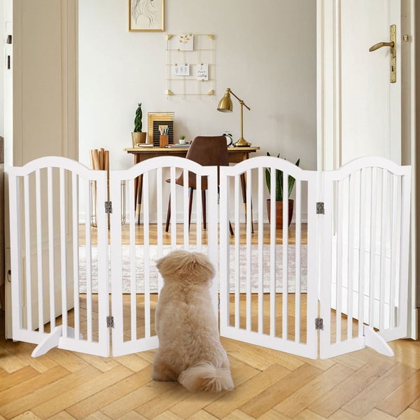 Goslash Picks Wooden Pet Gate Dog Fence Safety Stair Barrier Security Door 4 ... Carousel 8