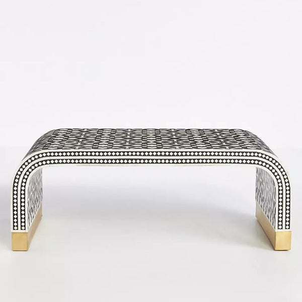 Arabesque Bone Inlay Waterfall Coffee Table in Black Carousel 2