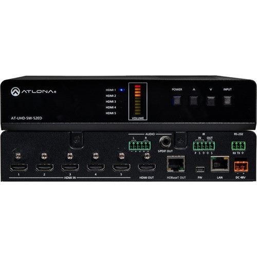 Atlona 4K/UHD Five-Input HDMI Switcher with Mirrored HDMI Outputs AT-UHD-SW-52 Carousel 1
