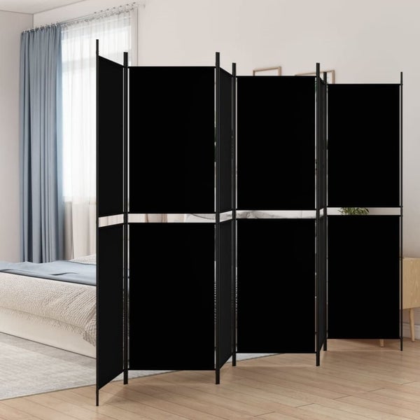 6-panel Room Divider Black 300x200 Cm Fabric Tpbxao Carousel 1