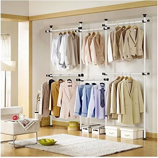 Ultimate Telescopic Adjustable Wardrobe Organiser Clothes Rack 6 Sections Carousel 1