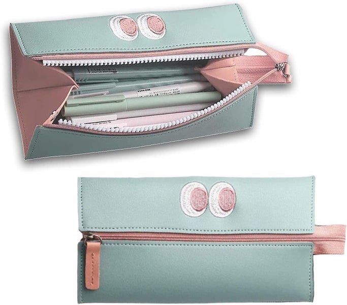 Cute Pencil Case, Small Pencil Bag With Large Capacity, Lake Blue Long Zipper Pu Carousel 1