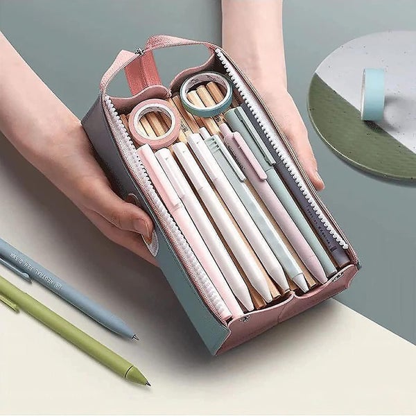 Cute Pencil Case, Small Pencil Bag With Large Capacity, Lake Blue Long Zipper Pu Carousel 5