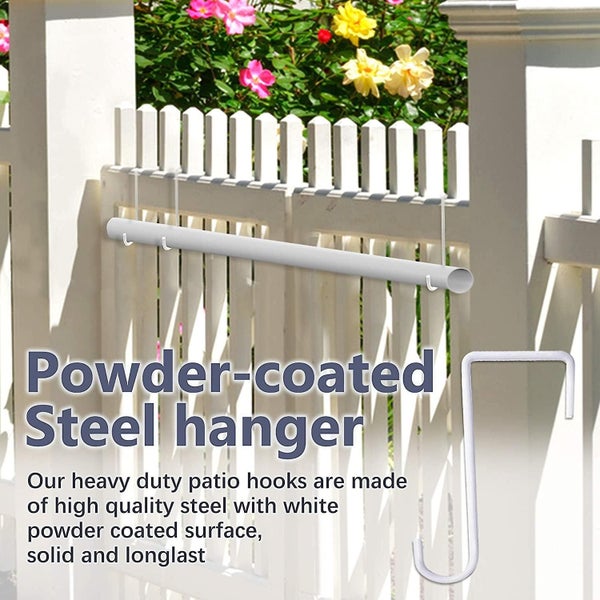 12 X Vinyl Fence Hooks, 2 X 6" (~5.2 X 15.2cm) Patio Hooks, White Powder Coated Carousel 2