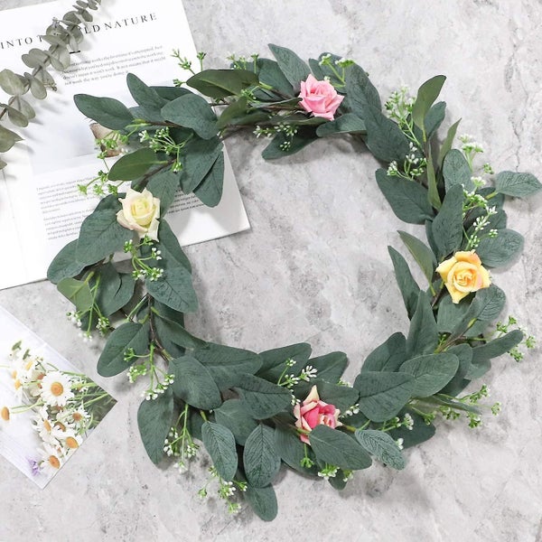 20pcs Artificial Eucalyptus Leaves Stems With White Seeds Short Silver Dollar Fa Carousel 5