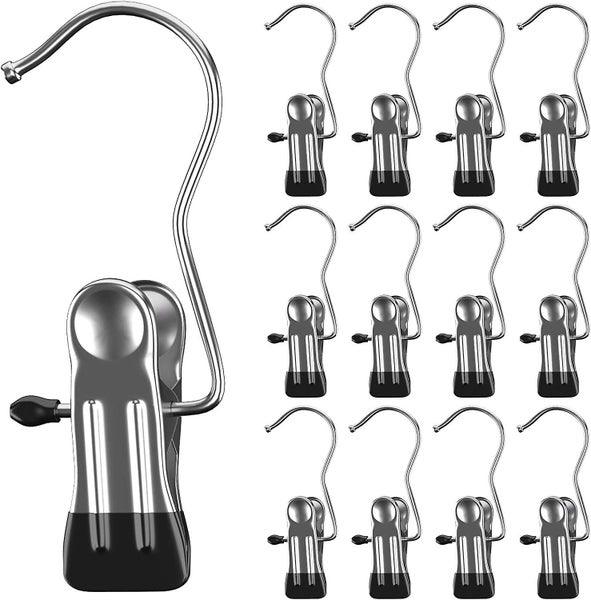Laundry Hooks Boot Clips,portable Hanging Pins, Stainless Steel Closet Organize Carousel 1