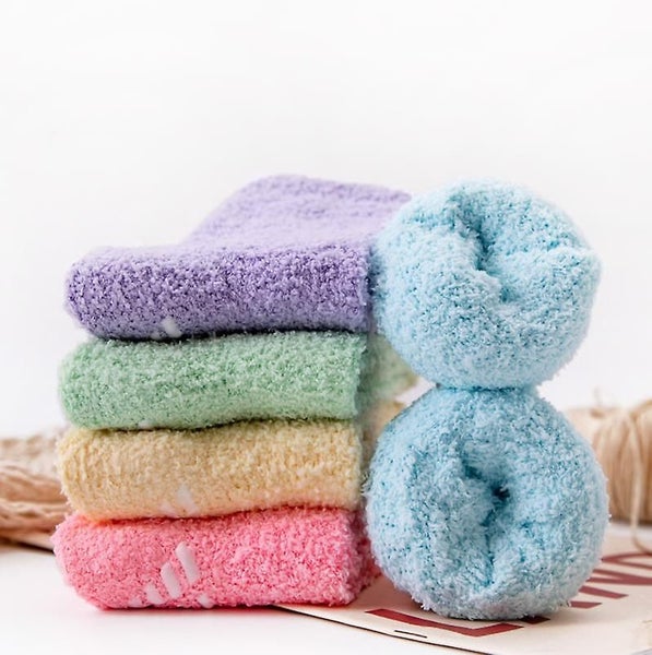 5 Pairs Women Warm Super Soft Plush Slipper Sock Winter Fluffy Microfiber Crew S Carousel 5