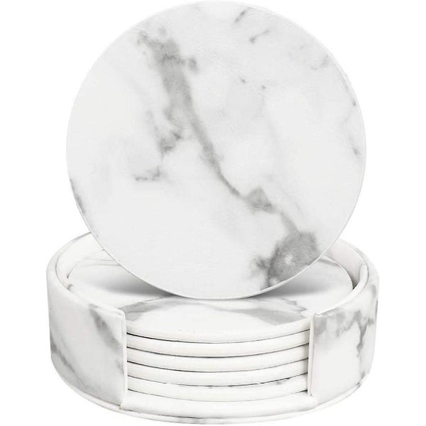 Coaster Leather Set Of 6 Glass Coaster, Coaster Marble For Drinks, Bar, Cups, C Carousel 1