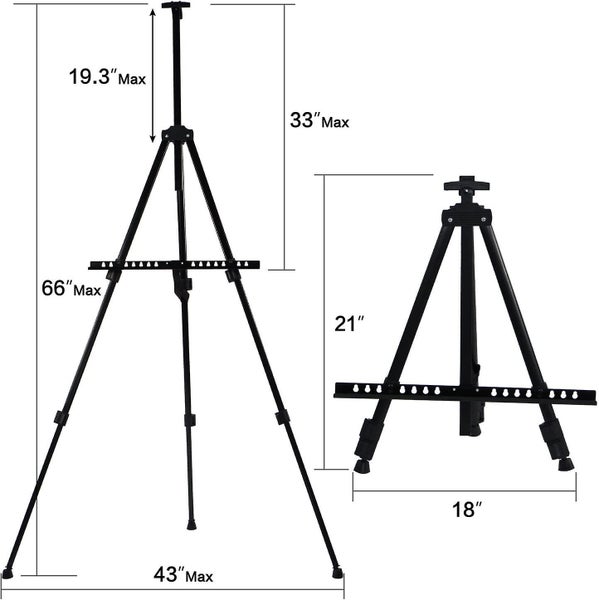 Reinforced Artist Easel Stand, Extra Thick Aluminum Metal Tripod Display Easel 263617780715267112