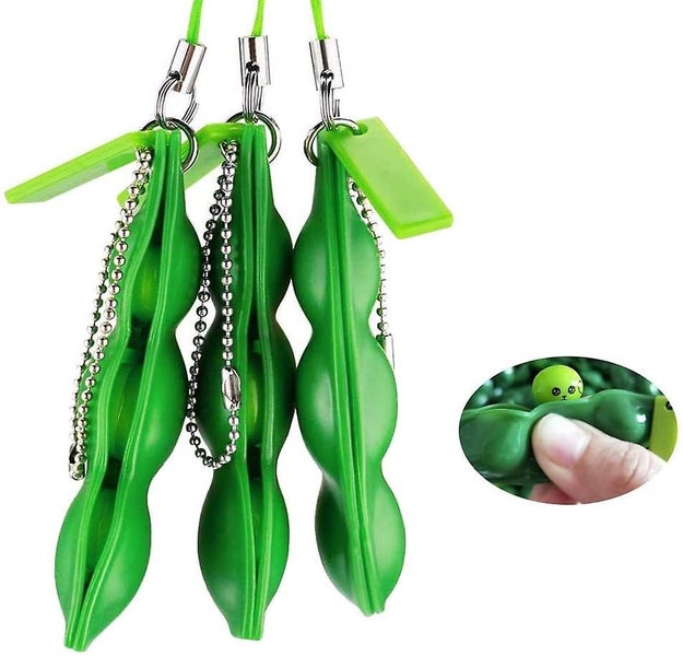3 Pcs Fidget Toy Set, Edamame Keychain Squeeze-a-bean Soybean Edamame Stress Rel Carousel 1