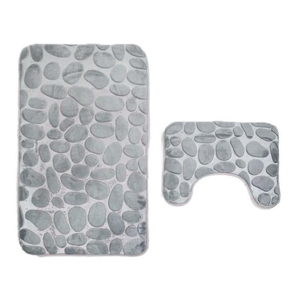 2 Pieces Non-slip Stand Bath Mats Set Breathable Memory Foam Bath Rugs Pleasantl Carousel 1