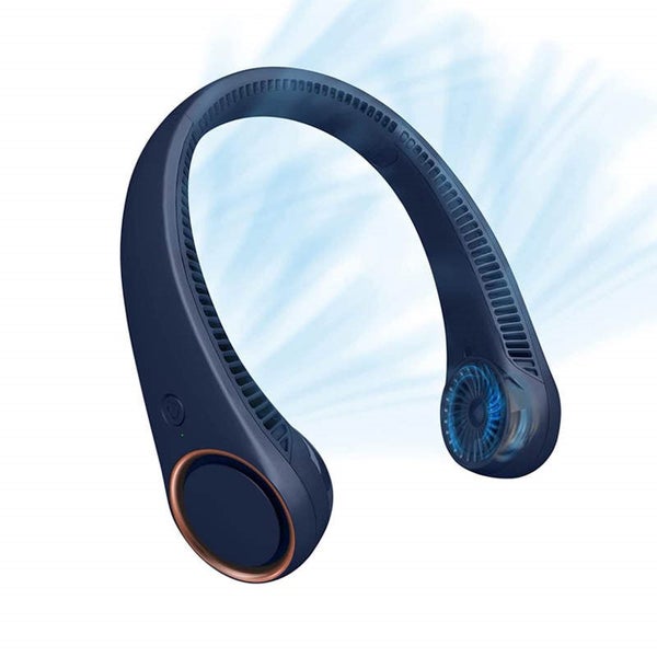 Portable Neck Fan Bladeless 3 Speeds USB Powered -Blue Carousel 1