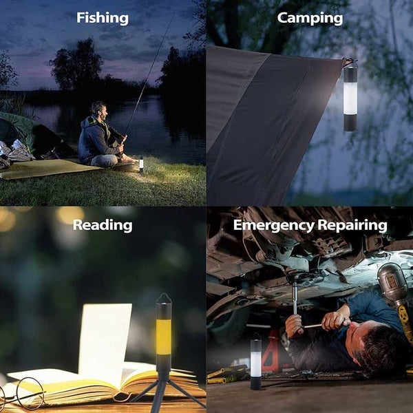 Outdoor LED Camping Lantern Flashlight Rechargeable with USB Cable and Tripod Carousel 6
