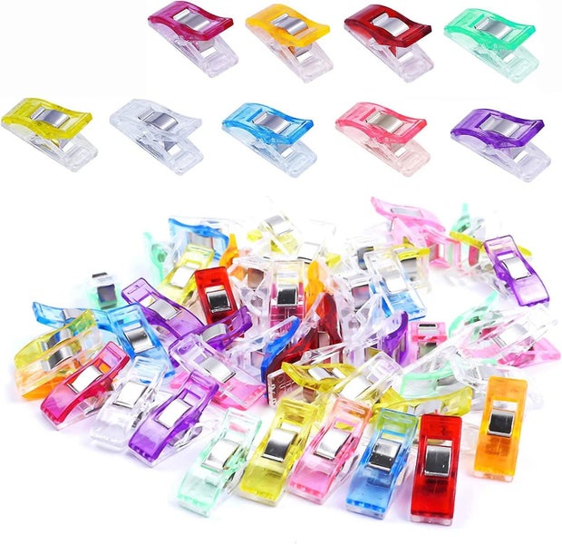 Set Of 100 Clips, Sewing Accessories, Fabric Clips, 9 Colors For Sewing, Quiltin Carousel 1
