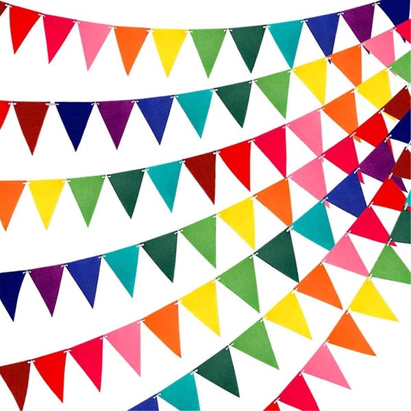 60pcs Rainbow Felt Fabric Pennant Banners Multicolor Party Garland For Birthday Carousel 1
