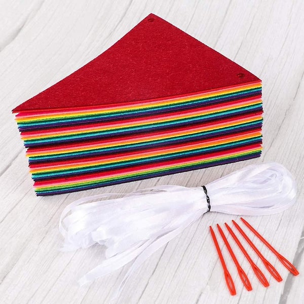 60pcs Rainbow Felt Fabric Pennant Banners Multicolor Party Garland For Birthday Carousel 5