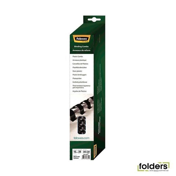 Fellowes Plastic Binding Combs 12mm Black Pack 25 Carousel 2
