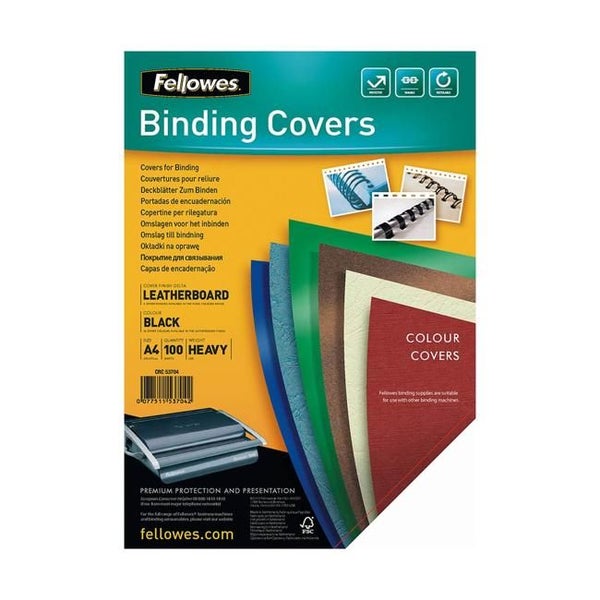 Fellowes Binding Covers A4 250gsm Black Pack 100 Carousel 1