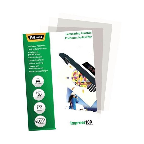 Fellowes Laminating Pouches A4 Gloss 100 Micron Pack 100 Carousel 1