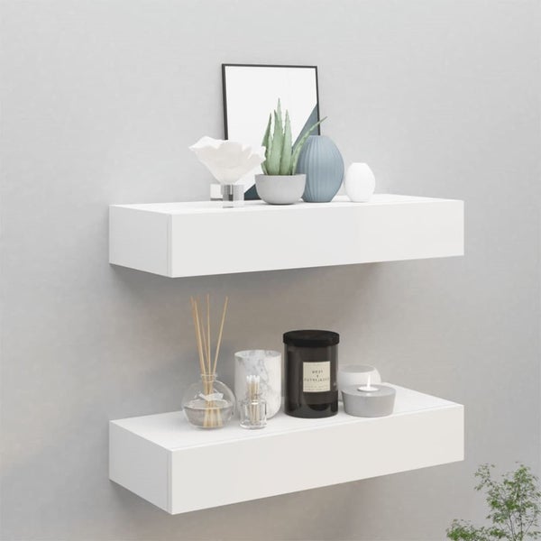 Wall-mounted Drawer Shelves 2 Pcs White 60x23.5x10cm Mdf Ttbxpl Carousel 1