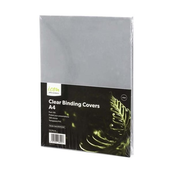 Icon Binding Covers A4 Clear 200mic Pack 100 Carousel 1